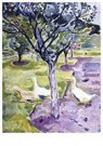 Edvard Munch(1863-1944)  - 
Gänse im Garten -
Postkaarten-set - 
A18485-1
