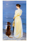 Peder S, Krøyer (1851-1909)  - 
Summer Evening at Skagen, The Artist's Wife and Dog by the S -
Postkaarten-set - 
A76557-1