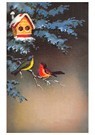 A.N.B.  - 
Zwei Vögel auf einem Ast mit einem Vogelhaus darüber -
Postkaarten-set - 
A81183-1